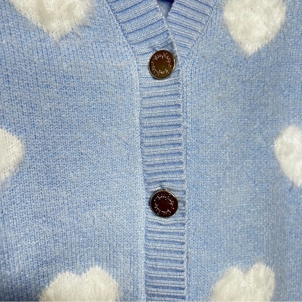 Lilly Pulitzer Heart Jacquard Sweater in Blue - Size Medium - Picture 4 of 6